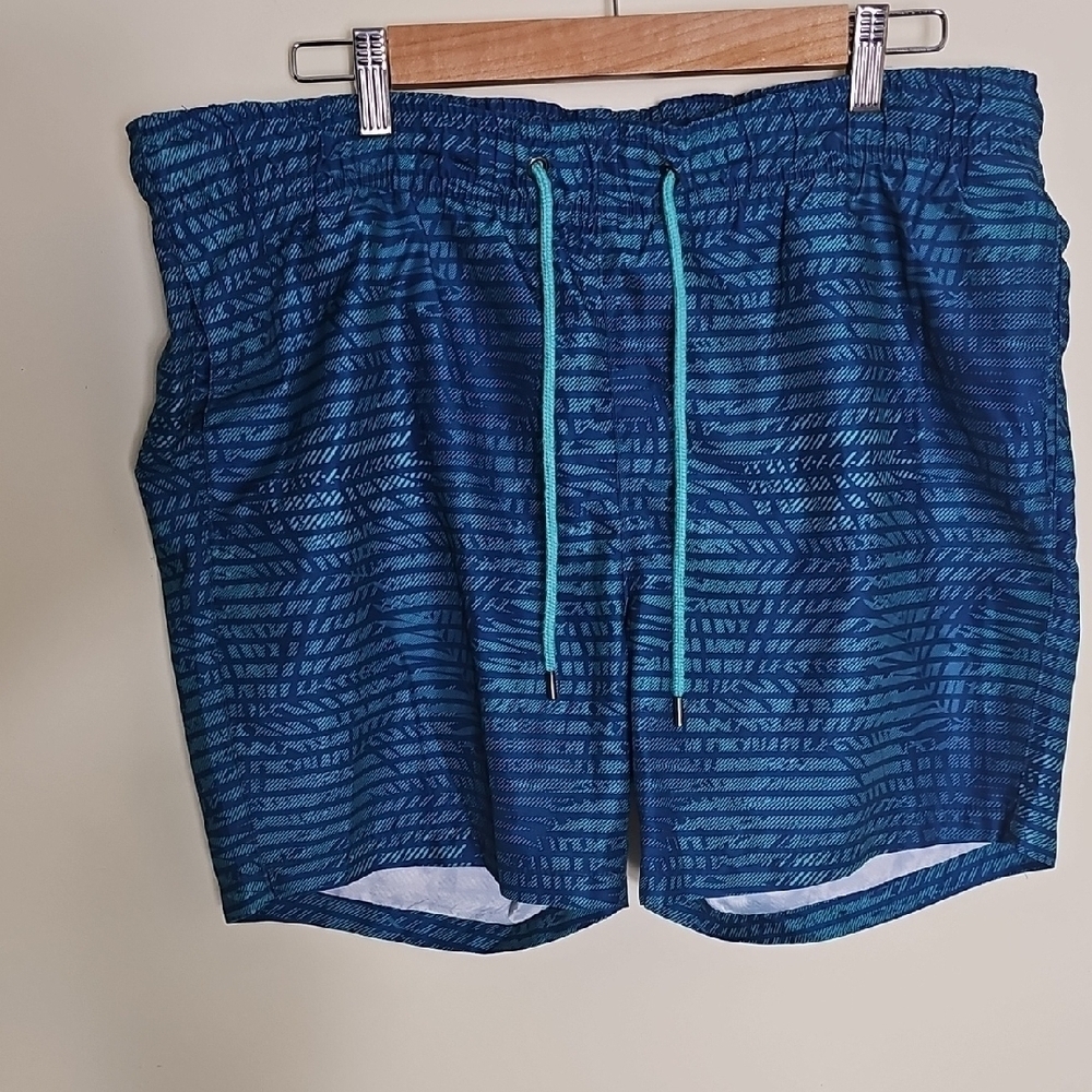 Blue Patterned Men's Swim Shorts